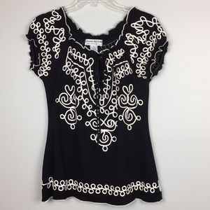 Lauren Michelle | Sz S | Black & White Blouse